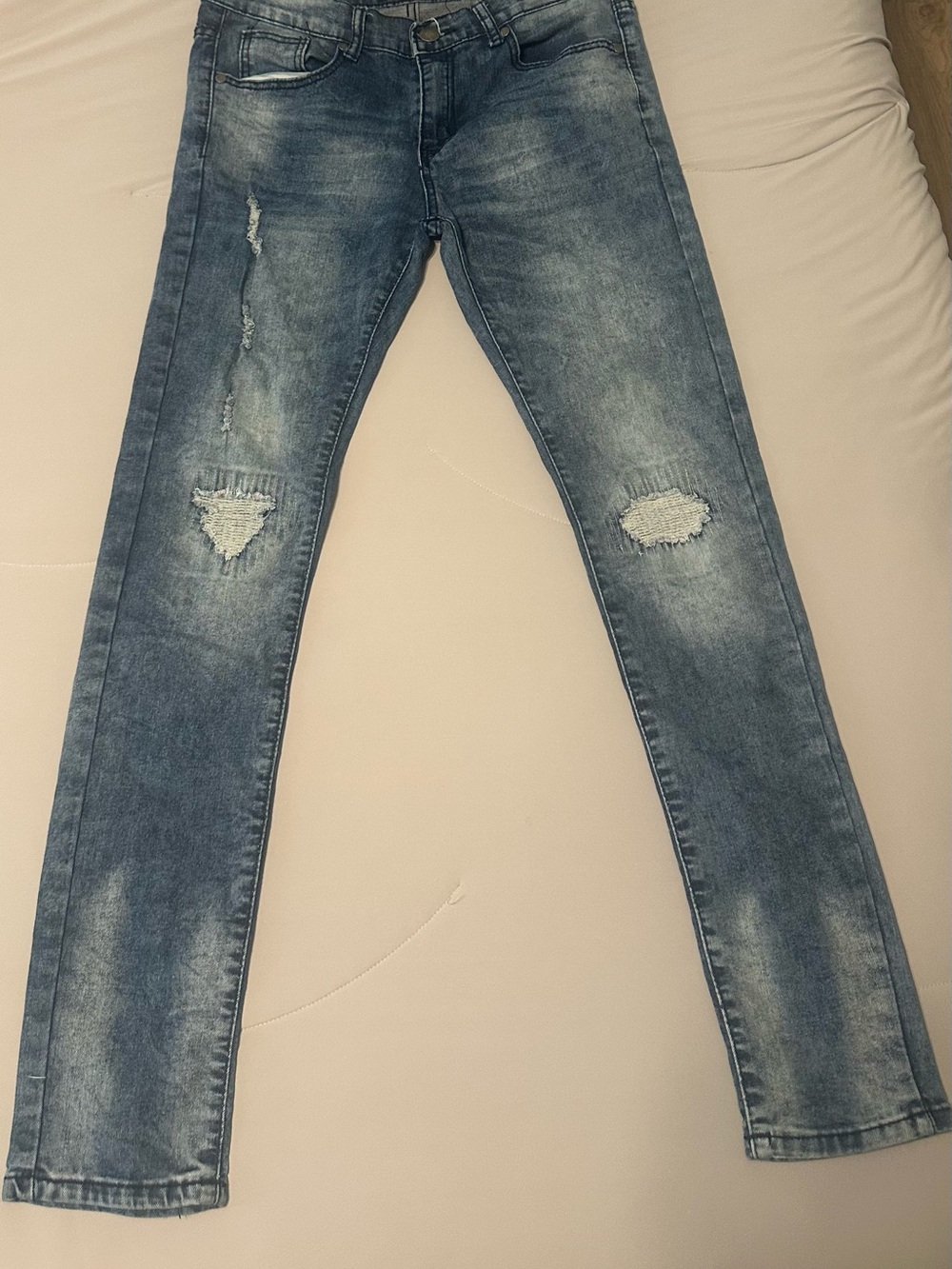 Blue Cult Slim Distressed Light Blue Skinny Jeans for Men